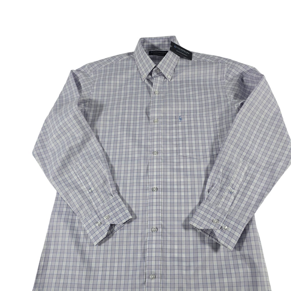 Tailorbyrd Collection Mens Stretch Performance Grid Button Down Shirt Purple M
